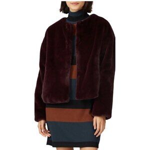 Anthropologie Sanctuary Starry Night Faux Fur Jacket Dark Purple Sz Small Luxury